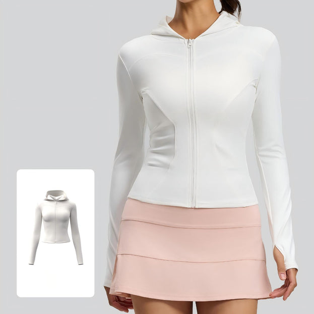 Women's High-Bomb Naked Slim-Fit Tight Hooded Yoga Clothes