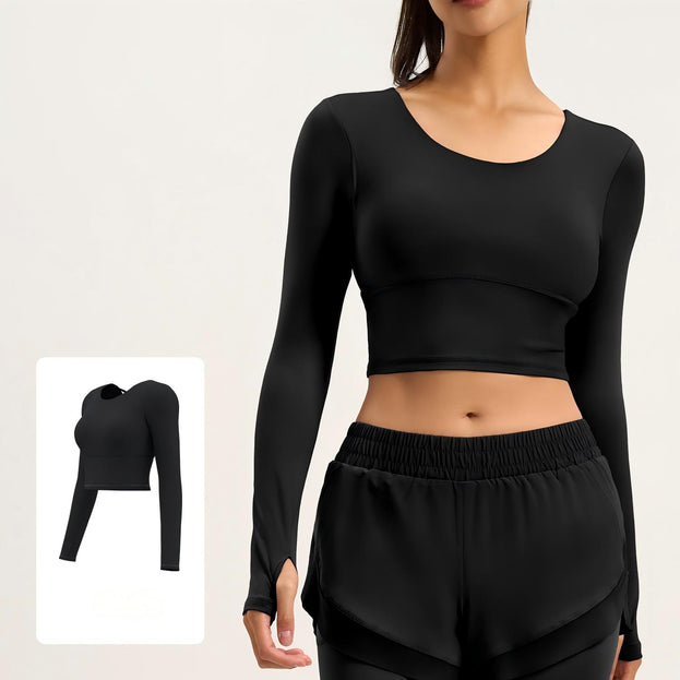 Cross-back Slim-Fit Long-Sleeve Women's Fitness Yoga Top
