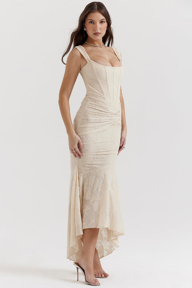 Summer Fashionable Square-Neck Sexy Slim-Fitting Asymmetrical Slip Dress for Women