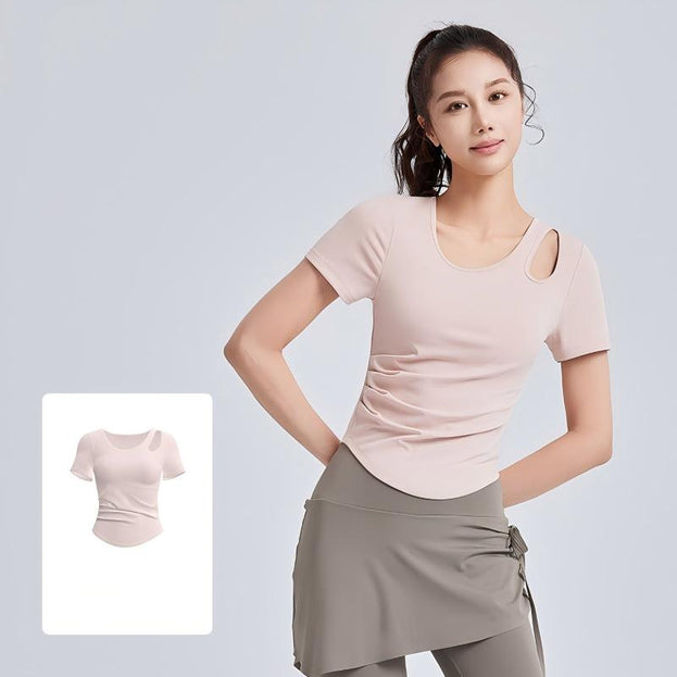 Padded One-Piece Yoga Top With Pleats and Underwire