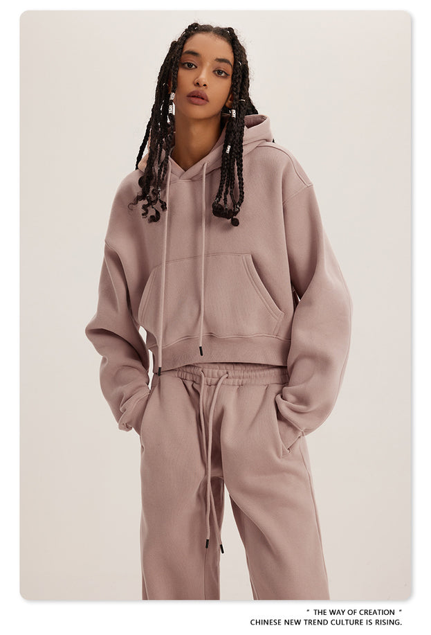 American Retro Hooded Pull-out Thickened Solid-color Fashion Sweatshirt