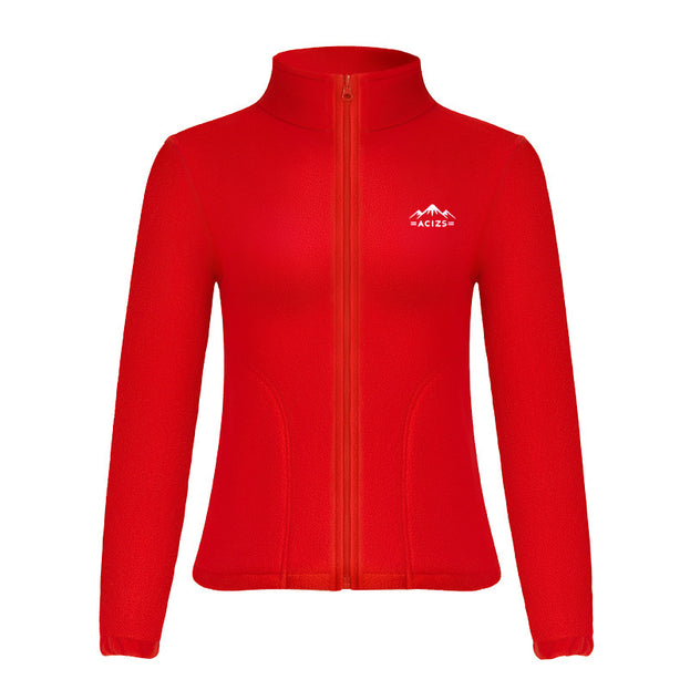 Vertical Collar Zipper Double-sided Fleece Jacket Coat