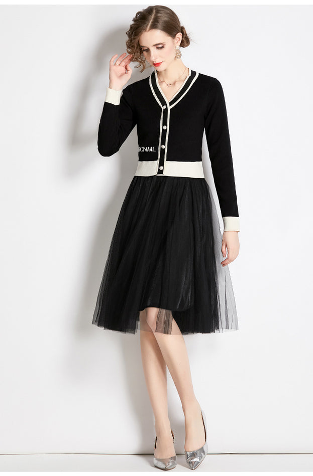 Knitted A-Line Skirt Long Sleeved Leggings Skirt