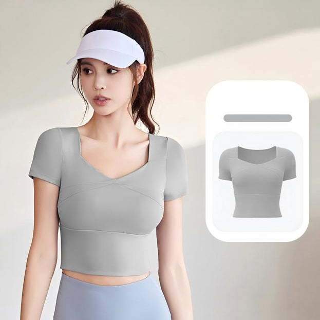 Running Sporty Yoga Top With Built-in Bra Support