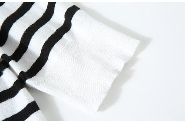 Striped Crew Neck Sweater Top and Solid White Pant Two-Piece Set