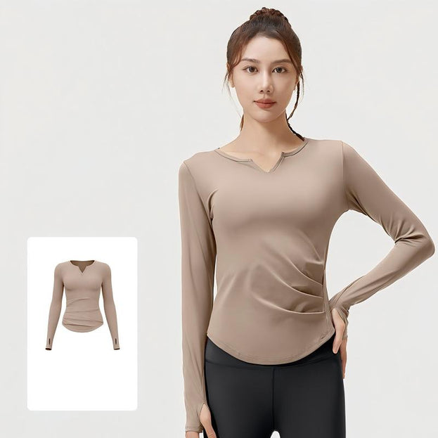 Women's V-neck Stretch Sports Fitness Yoga Top