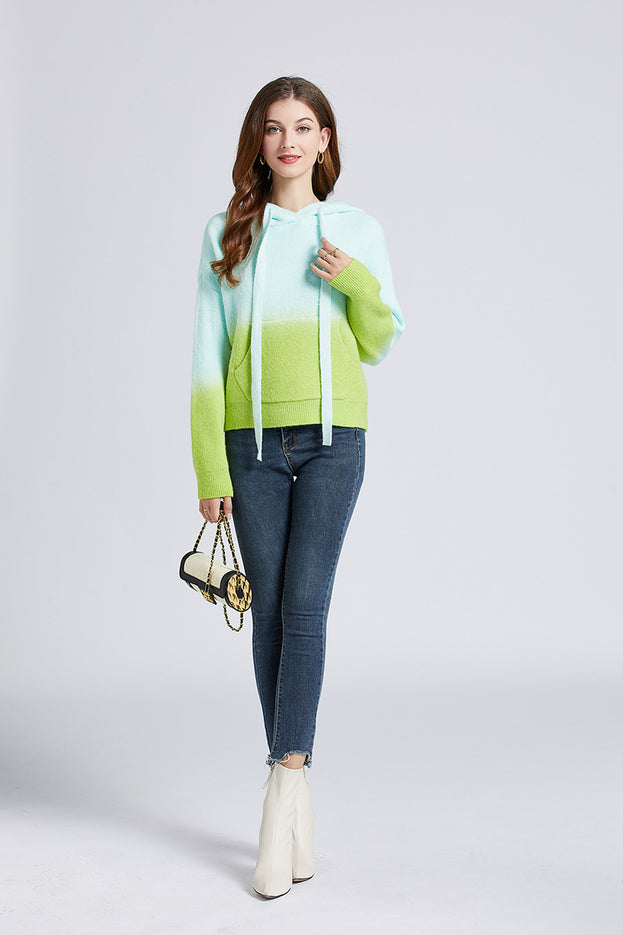 Gradual Change Soft Waxy Lazy Door Sewing Sweater Woman