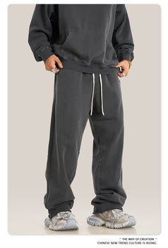 Washed And Aged Trendy Loose Casual Pants