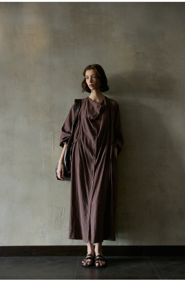 A classic, fashionable and mature Tencel drawstring corset dress