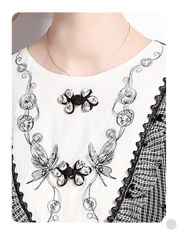 Temperament Elegant Round Neck Bubble Short Sleeve Slim Mid-Length Dress
