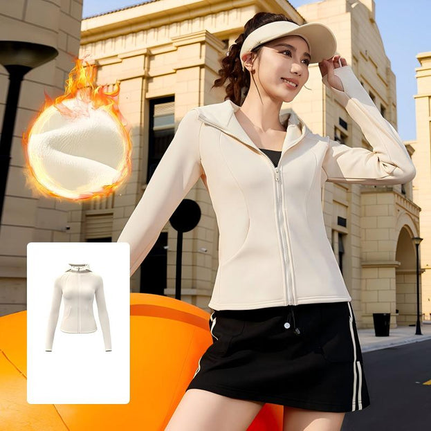 Outdoor Sport Slimming Windproof Hooded Yoga Jacket