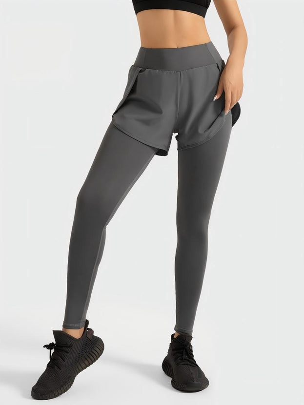 Two Pairs Of High-Waisted Fitness Yoga Pants with Pockets