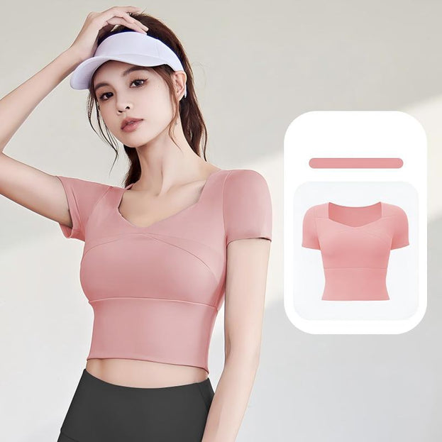 Running Sporty Yoga Top With Built-in Bra Support