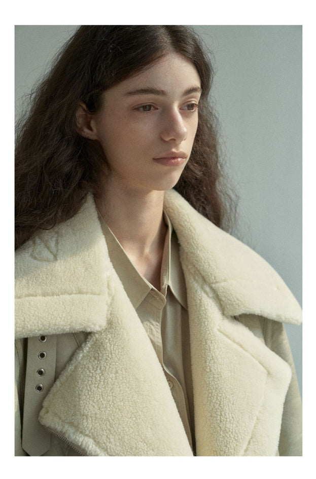 Winter's Heavyweight Fashion PU Fur Granular Warm Plush Women Jacket