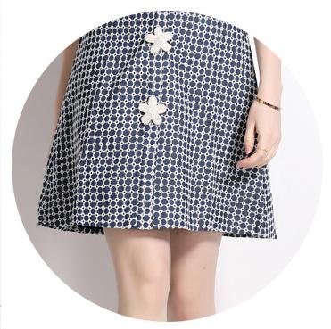 Temperament Fashion Vintage Square Neck Bubble Sleeve Embroidered Denim Skirt Dress