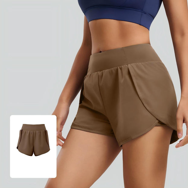 Breathable Double-Layer Running Yoga Shorts with Side Pockets
