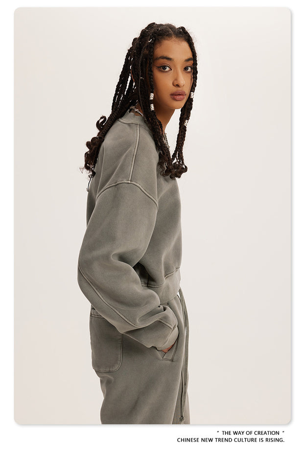 Trendy V-neck And Fleece American Sweatshirt