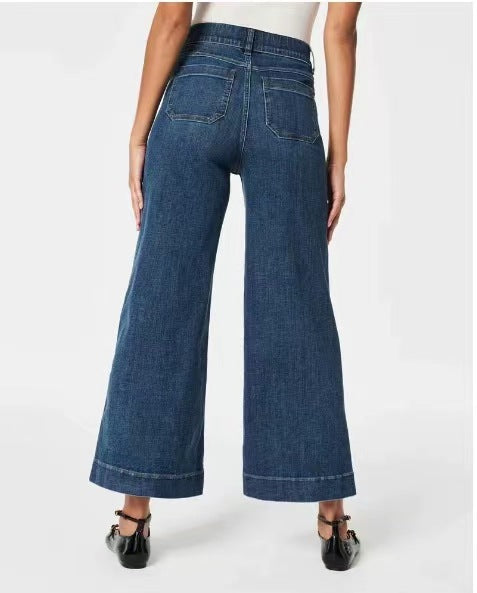 Summer Fashion Casual Low-Waist Straight Wide-Leg Denim Pant for Women