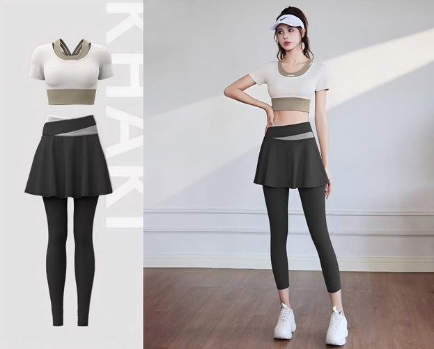 High-Waisted Running Yoga Two-Piece Color-Matched Set