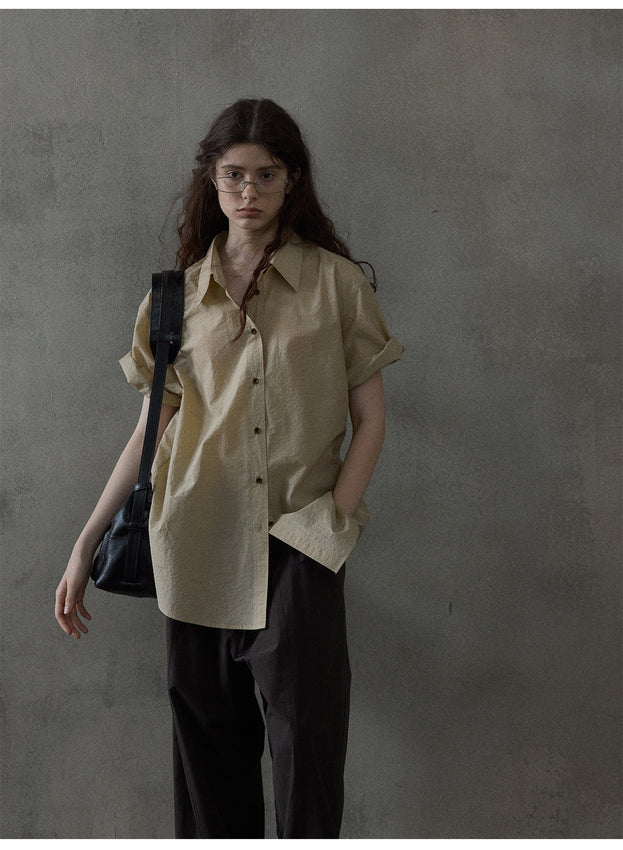 Summer Fashionable Commuting Button Short-Sleeved Simple Women's Top