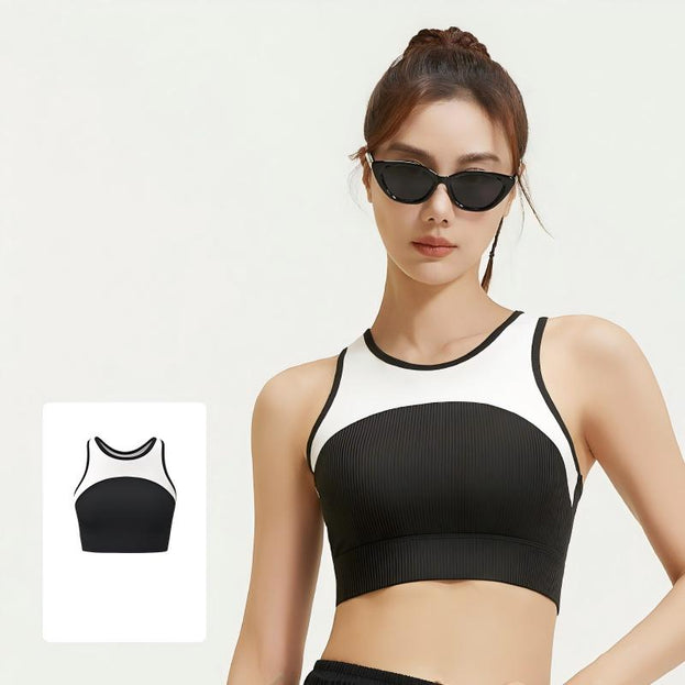 Sports Bra with Fixed Cups and Racerback Straps for Women