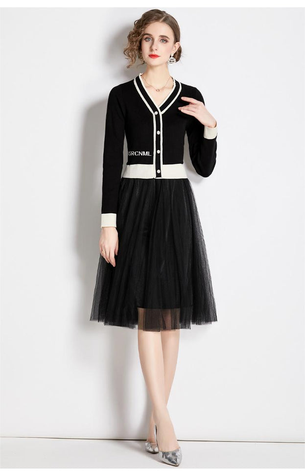 Knitted A-Line Skirt Long Sleeved Leggings Skirt
