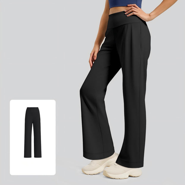 Loose and Straight Yoga Pants with a Waist Pocket