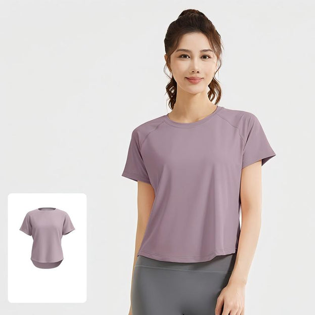 Summer Sports Fitness Loose Mesh Yoga Short Sleeves