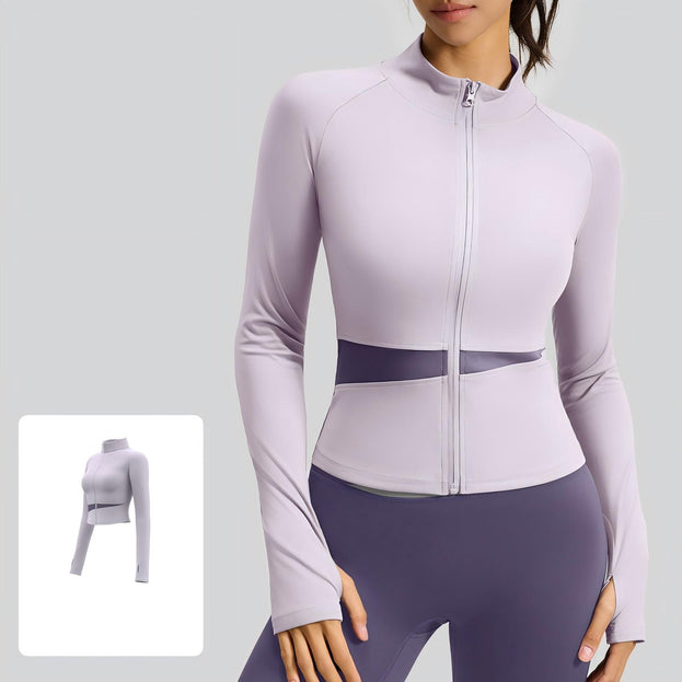 High-Neck Slim-Fit Multi-Color Yoga Jacket