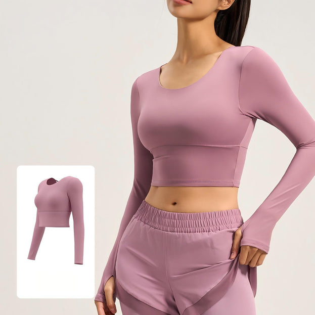 Cross-back Slim-Fit Long-Sleeve Women's Fitness Yoga Top