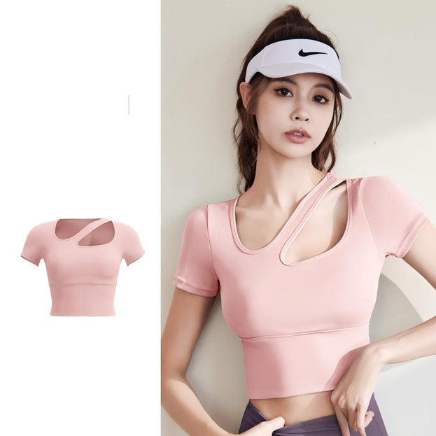 Slimming Naked Short Shoulder Strap Chest Pad Sports Short Sleeve