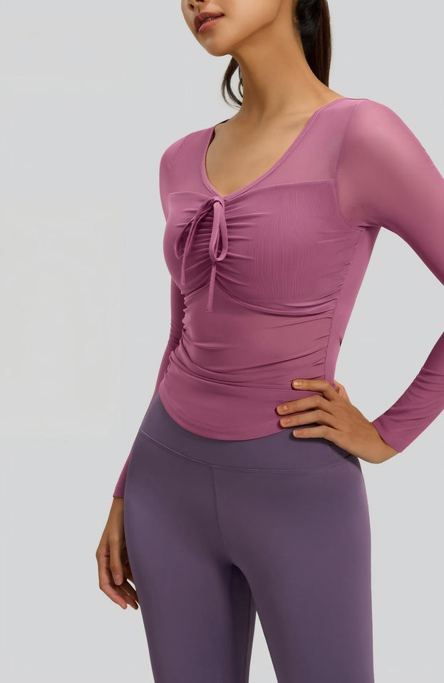 Mesh Long-sleeved Slim-fit Cup Women's Outer Top