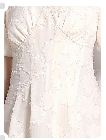 Temperament Jacquard V-Neck Slim Slimming Skirt Dress with Bubble Sleeves