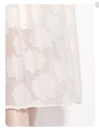 Temperament Jacquard V-Neck Slim Slimming Skirt Dress with Bubble Sleeves