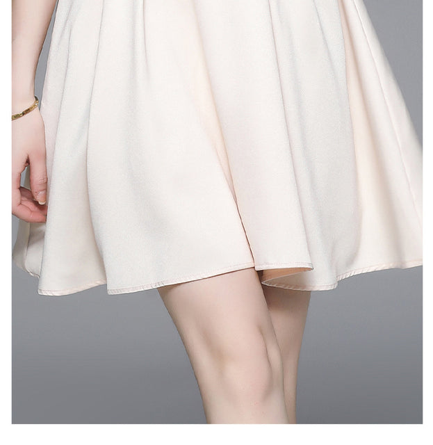 Beaded Stitching Lace High Waist Slim Temperament Slim Short Skirt Dress