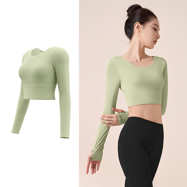 Fitness Yoga Cross-Design Long-Sleeved Top