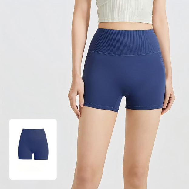Striped High-Waisted Seamless Sports Yoga Shorts