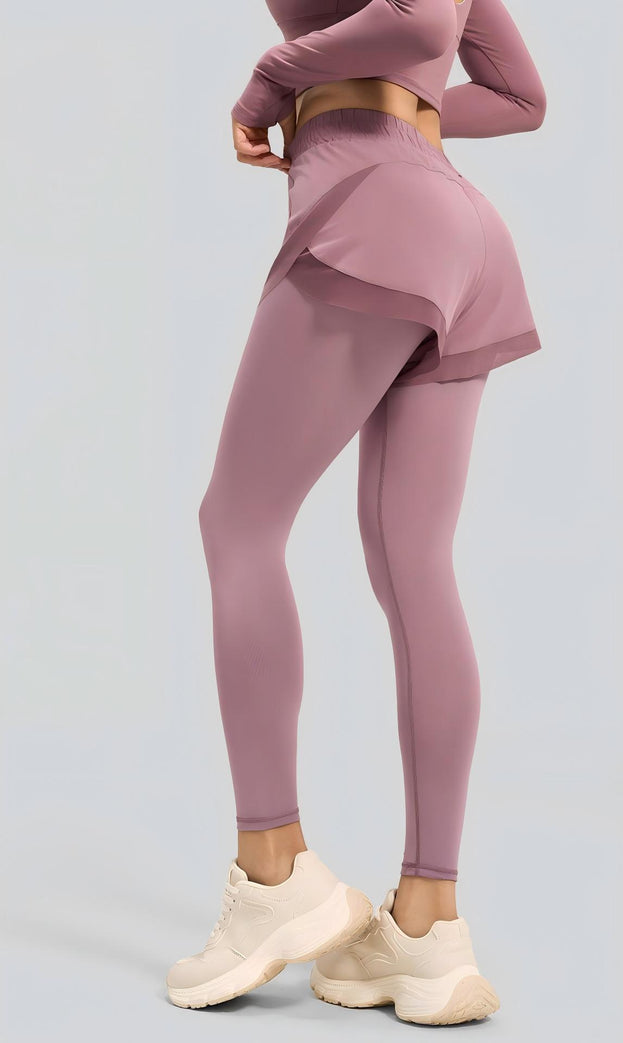 Fake Two-piece Naked Fitness Pants with Pocket for Women