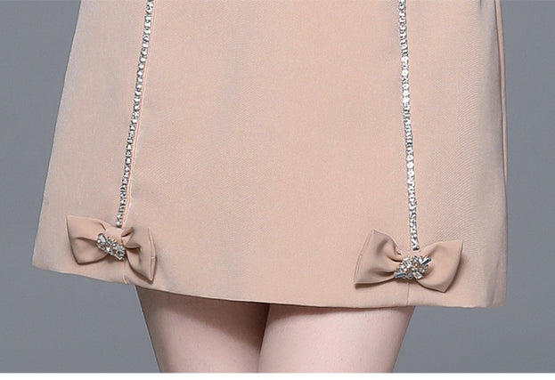 Vintage Mesh Stitching Embroidery Temperament Fashion Long-Sleeved Skirt Dress