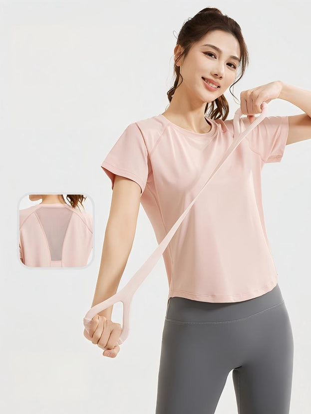 Summer Sports Fitness Loose Mesh Yoga Short Sleeves