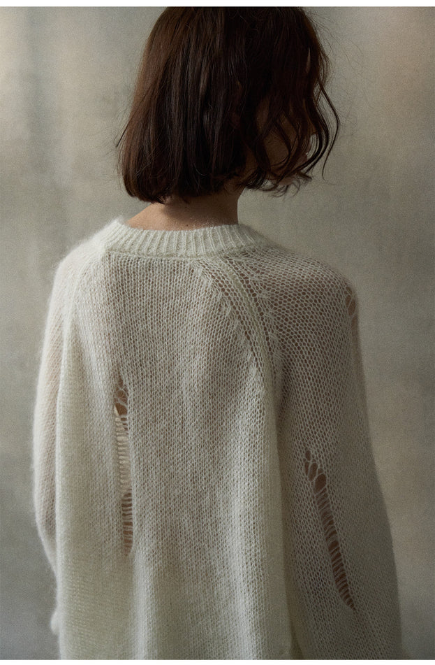 Mohafur Spring Fashion Openwork Fringed Laid-back Knit Wear