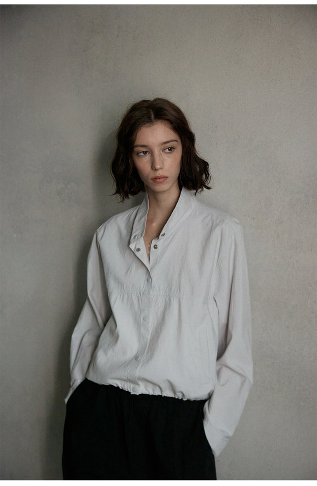 Linen Backbone, Fashionable And Simple Solid-color Button Women Blouse
