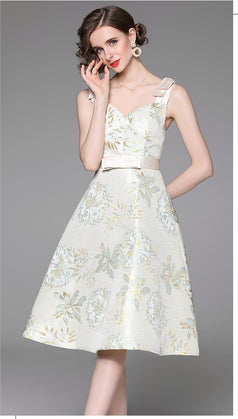 Fashion Vintage Sleeveless Suspender Dress Large Swing MIDI Dress