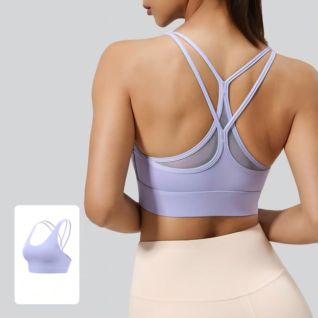 Net Fabric Back-Crossing Motion Yoga Vest