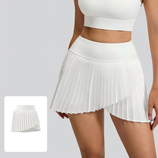 Anti-Exposure Slit Yoga Pleated Short Skirt with Pockets