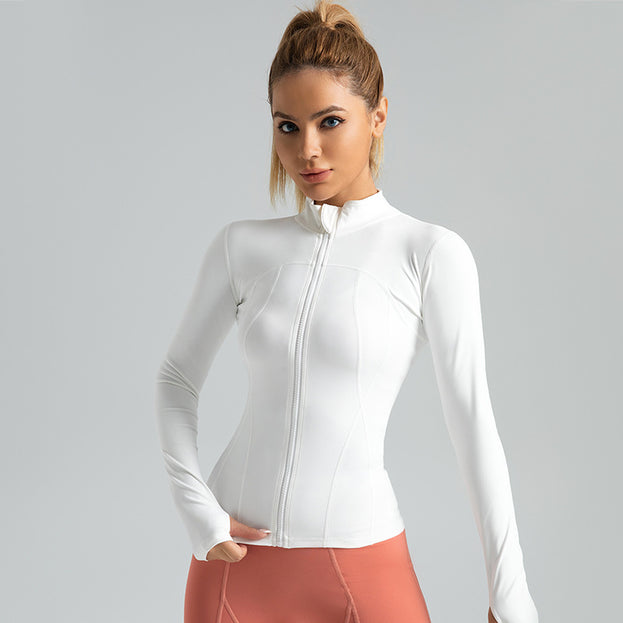 Stand-Collar Fitted Running and Fitness Jacket