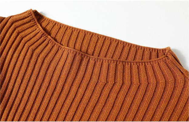 Pullover Long-Sleeved Sweater and Wool Plaid Skirt Set