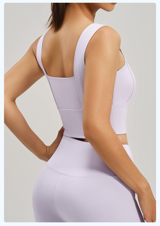 Fixed Cup Gathering Fitness Yoga Back Support Bra