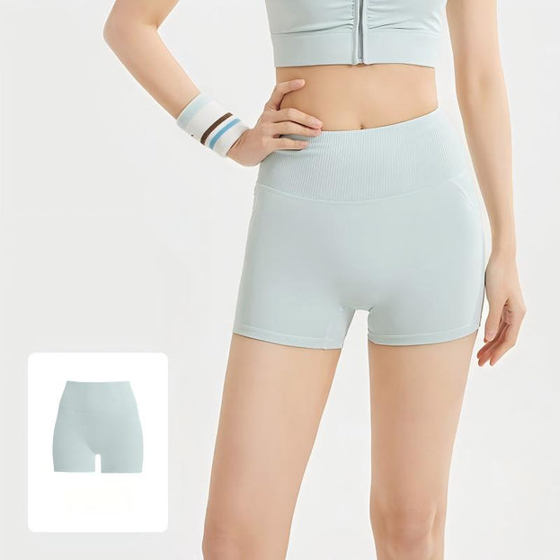 Striped High-Waisted Seamless Sports Yoga Shorts