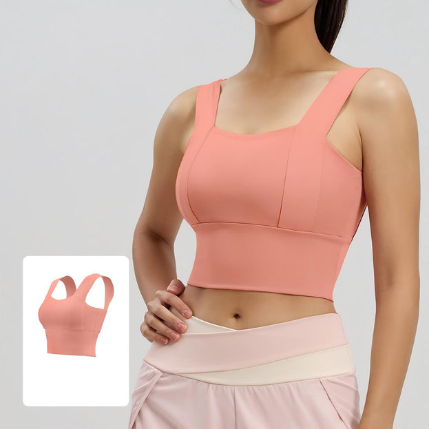 Fixed Cup Gathering Fitness Yoga Back Support Bra